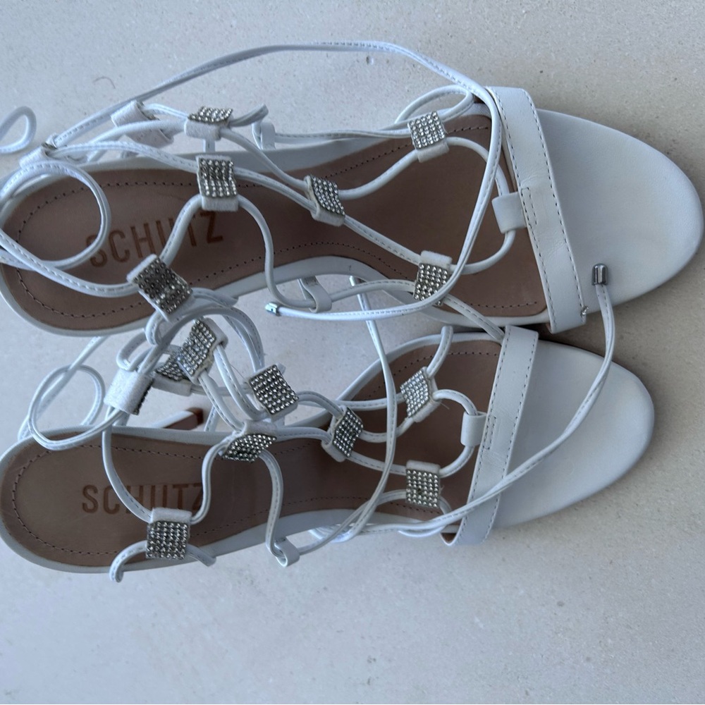 Schutz White Strappy Sandals